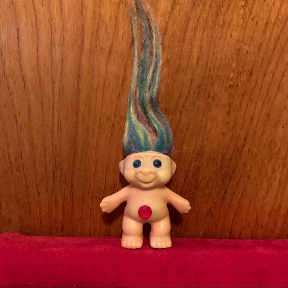 Rare Vintage mini troll with multicolored hair